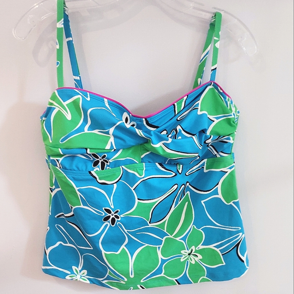JAG | Floral Blue and Green Tankini | Women's Size XL